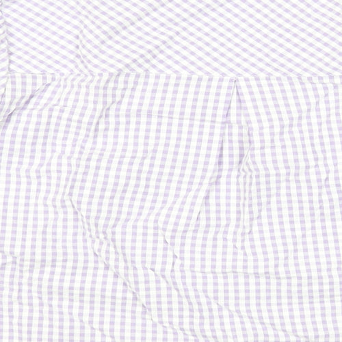 Cotton Traders Womens Purple Check Cotton Basic Blouse Size 14 V-Neck