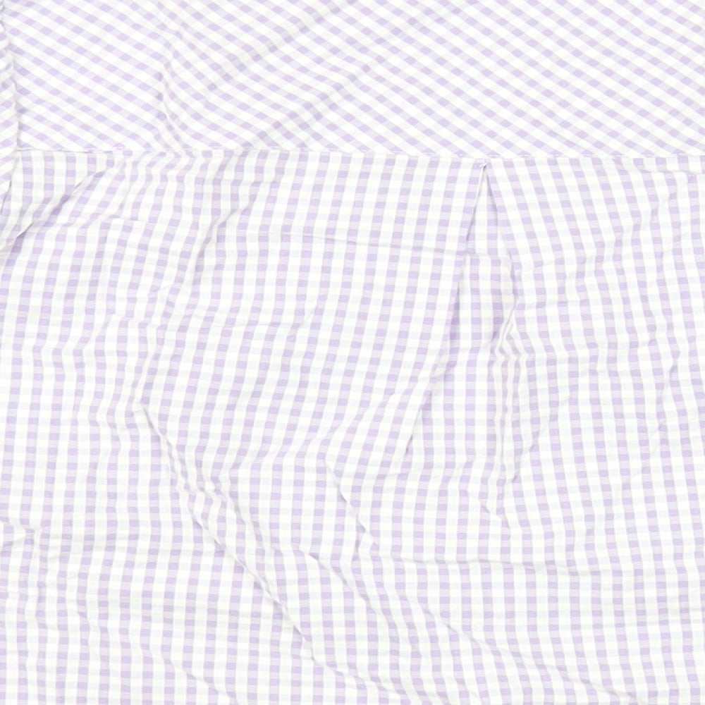 Cotton Traders Womens Purple Check Cotton Basic Blouse Size 14 V-Neck