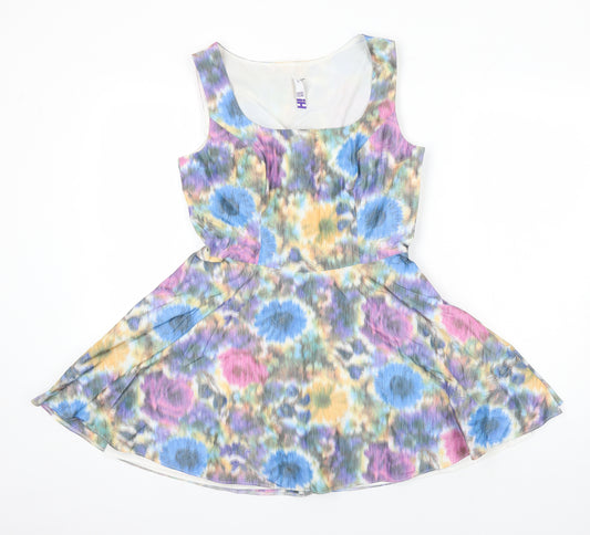 By Henry Holland Womens Multicoloured Floral Polyester Fit & Flare Size 12 Boat Neck