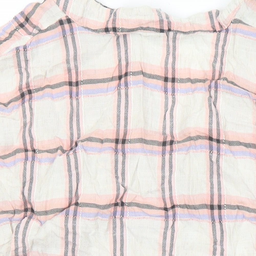 NEXT Womens Multicoloured Check Viscose Tunic Blouse Size 14 V-Neck