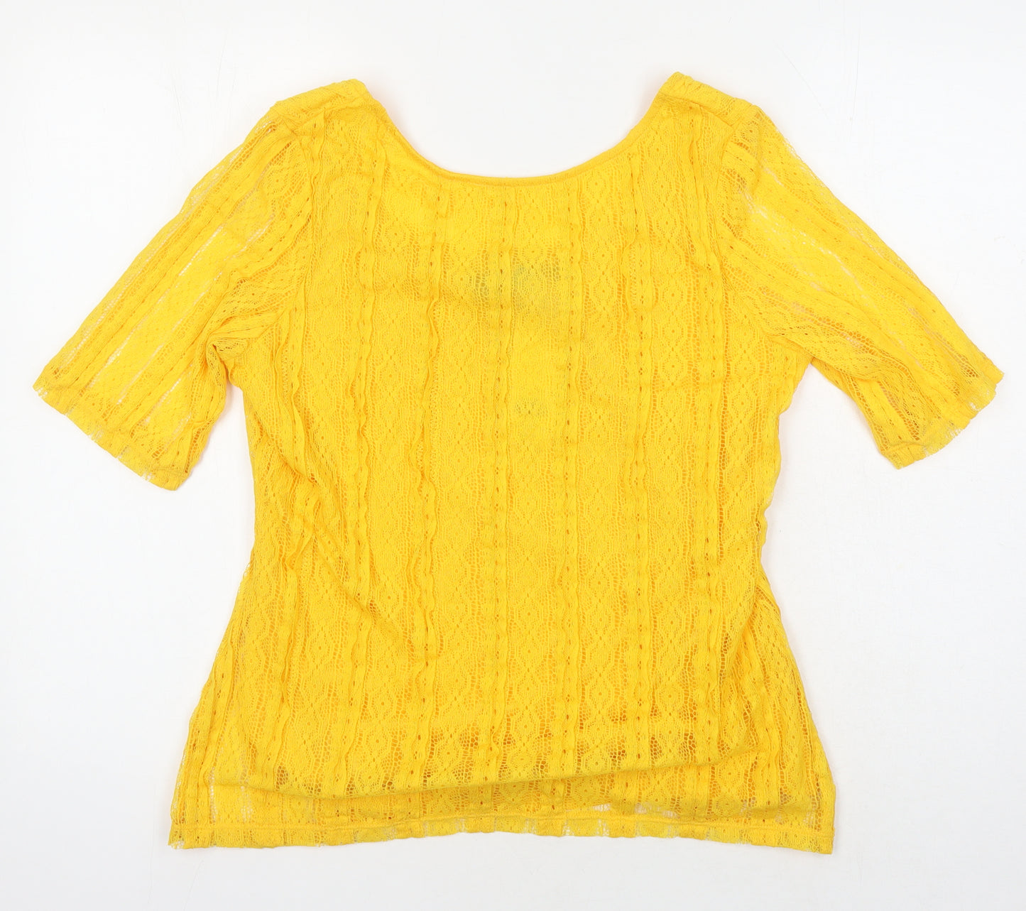 Dorothy Perkins Womens Yellow Herringbone Polyester Tunic Blouse Size 14 Boat Neck