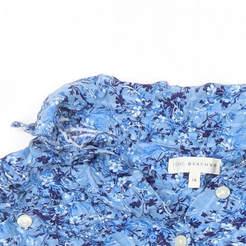 NEXT Womens Blue Floral Viscose Tunic Blouse Size 16 Collared