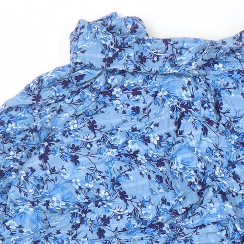 NEXT Womens Blue Floral Viscose Tunic Blouse Size 16 Collared