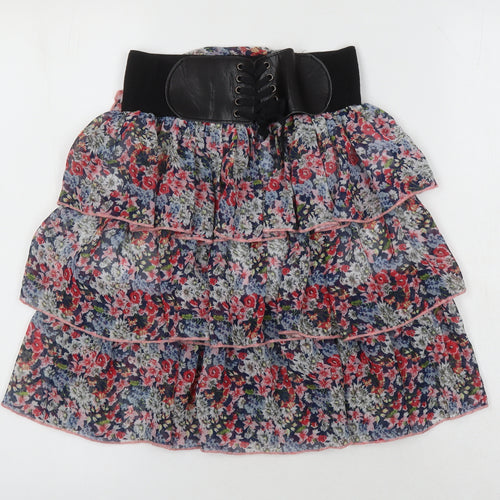 Select Womens Multicoloured Floral Polyester Mini Skirt Size 8 - Elasticated Waist