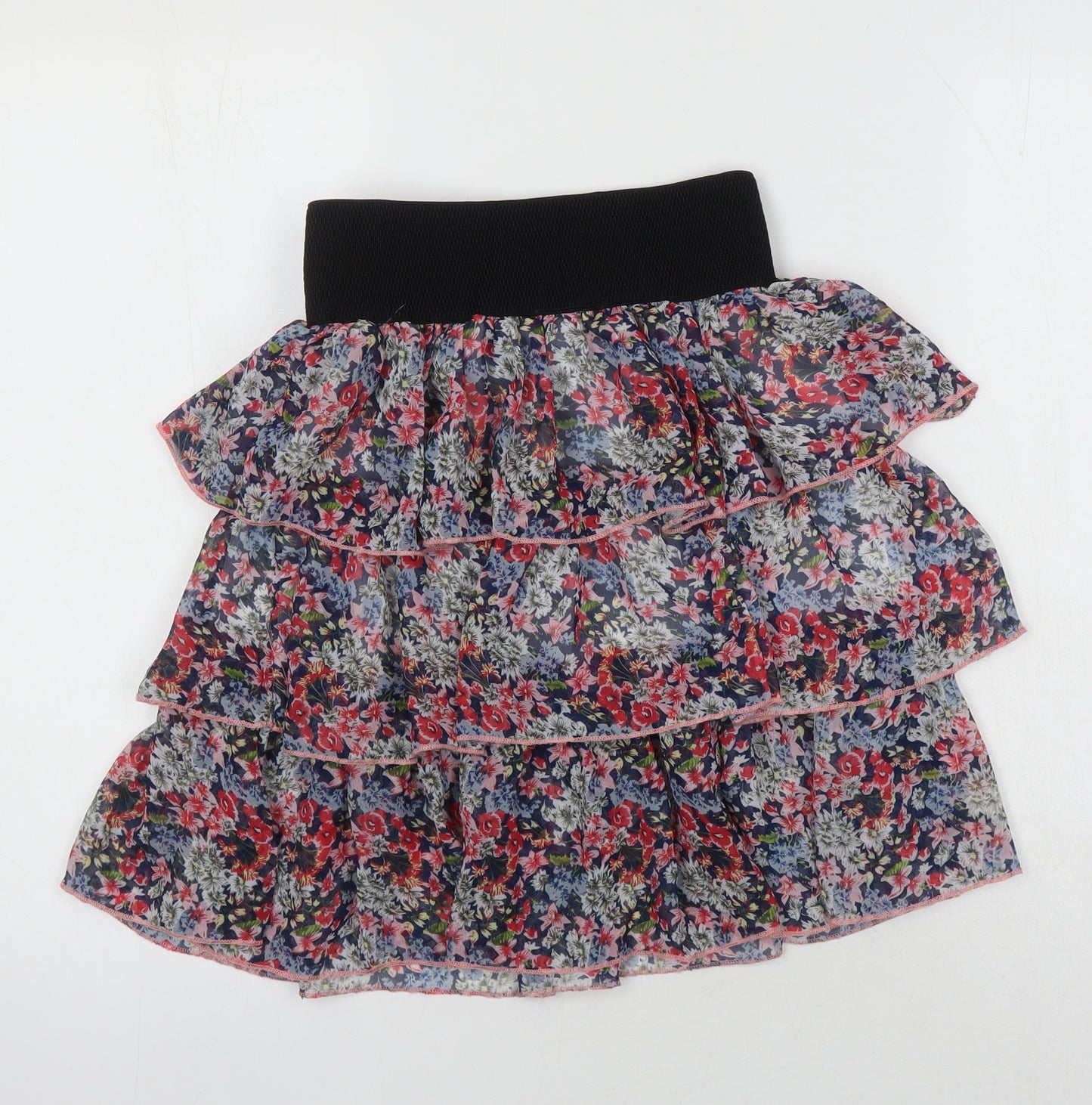 Select Womens Multicoloured Floral Polyester Mini Skirt Size 8 - Elasticated Waist