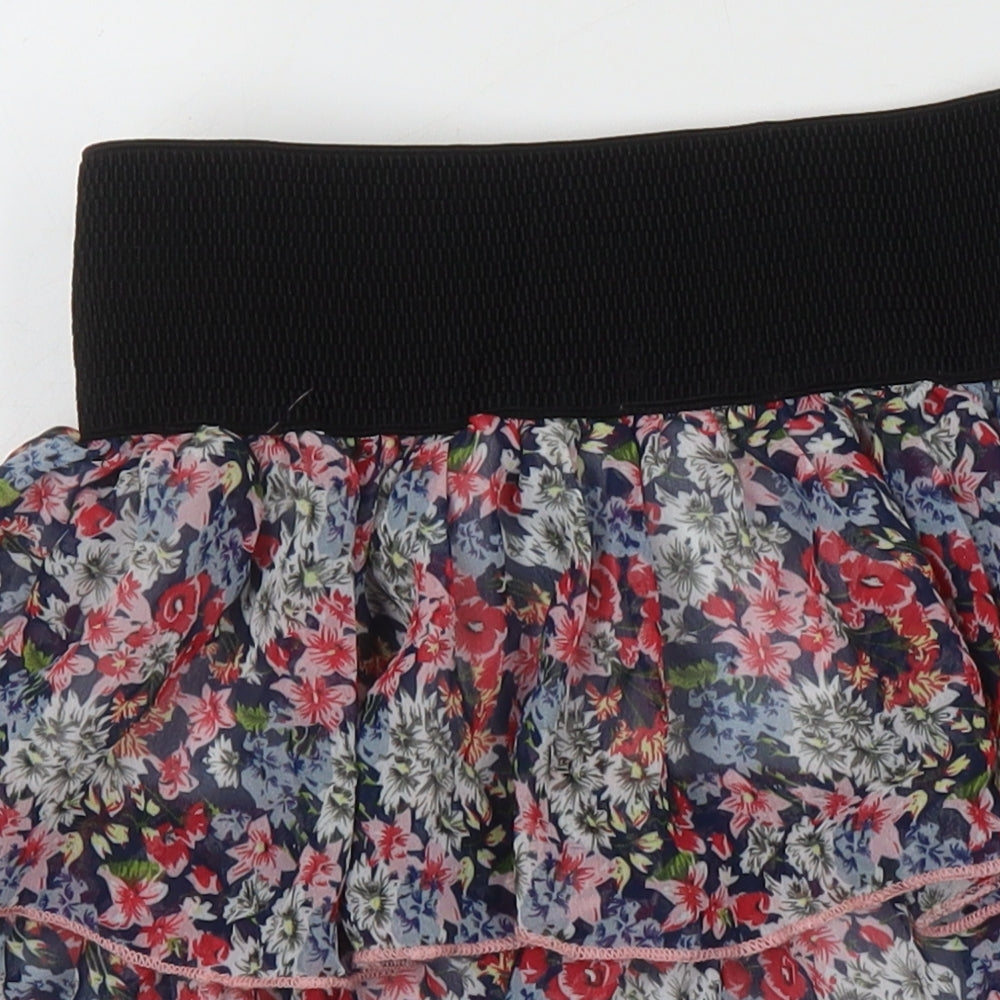 Select Womens Multicoloured Floral Polyester Mini Skirt Size 8 - Elasticated Waist