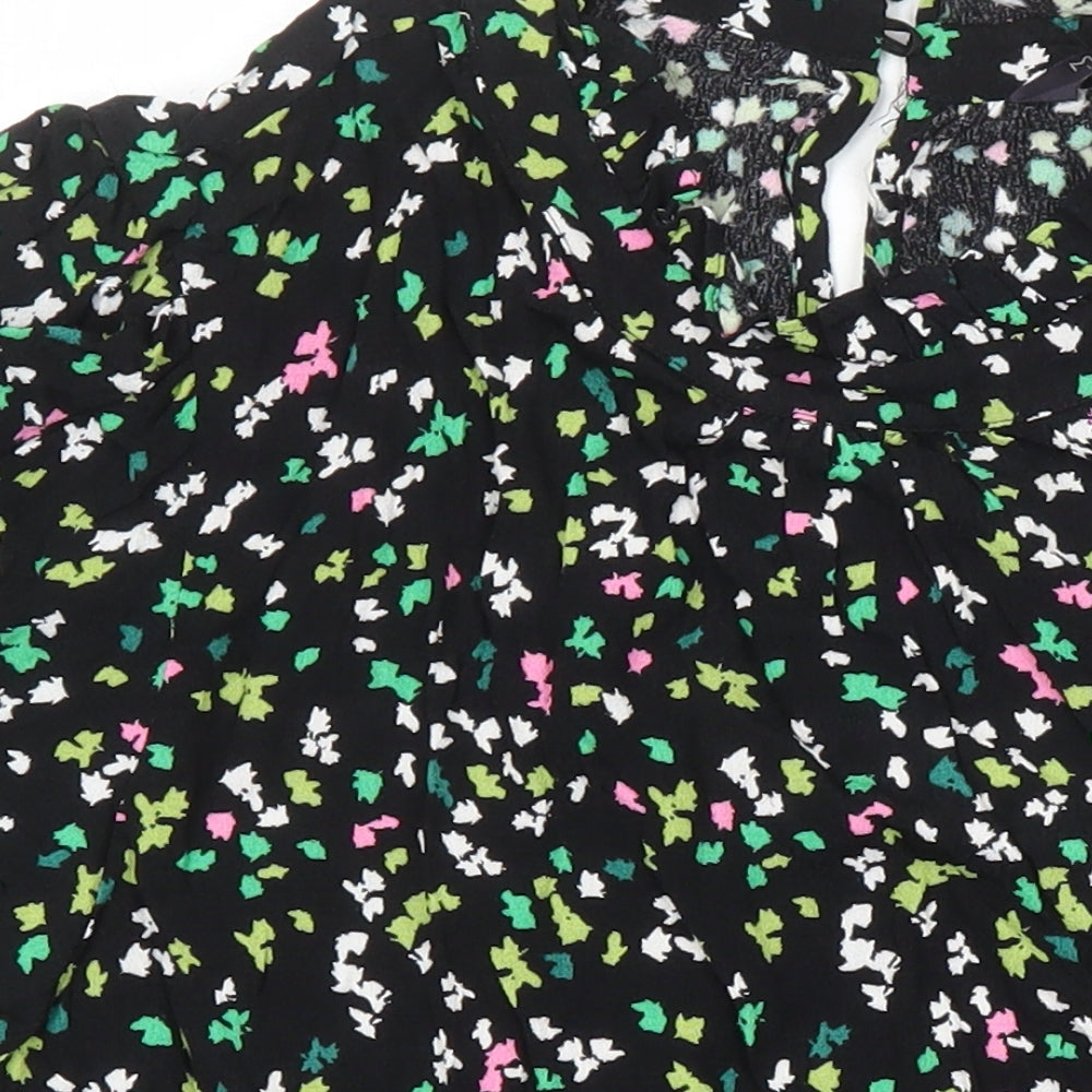 M&S Womens Multicoloured Floral Viscose Tunic Blouse Size 14 Collared