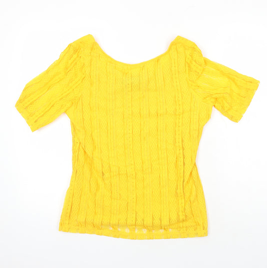 Dorothy Perkins Womens Yellow Polyester Tunic Blouse Size 14 Boat Neck