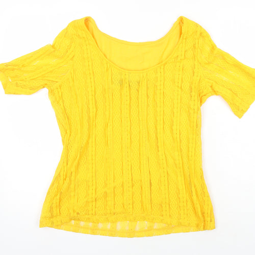 Dorothy Perkins Womens Yellow Polyester Tunic Blouse Size 14 Boat Neck