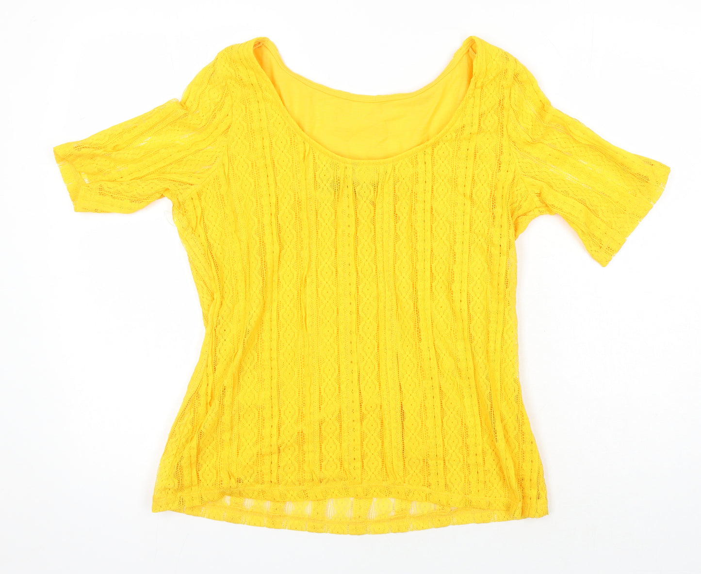 Dorothy Perkins Womens Yellow Polyester Tunic Blouse Size 14 Boat Neck