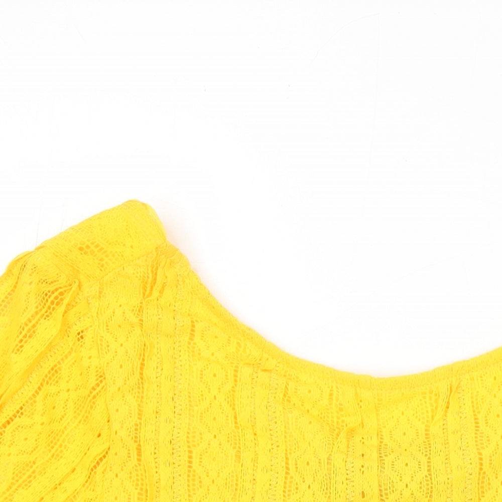 Dorothy Perkins Womens Yellow Polyester Tunic Blouse Size 14 Boat Neck