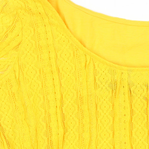 Dorothy Perkins Womens Yellow Polyester Tunic Blouse Size 14 Boat Neck