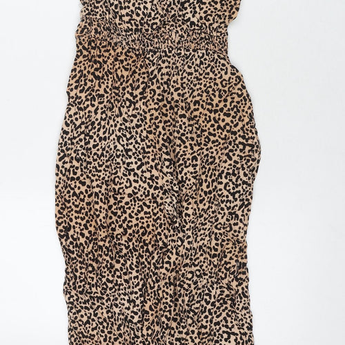 New Look Womens Beige Animal Print Viscose Jumpsuit One-Piece Size 6 L22 in Pullover