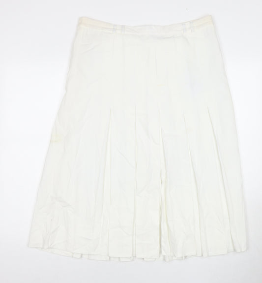 Vilonte Womens White Polyester A-Line Skirt Size 14 Zip