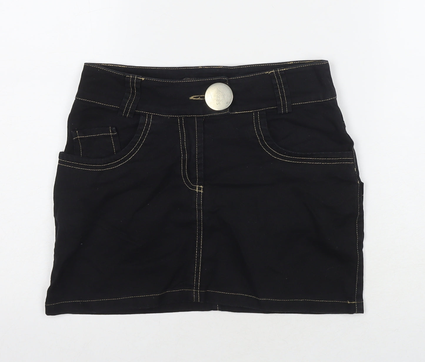 Xexes Womens Black Cotton Mini Skirt Size 8 Zip