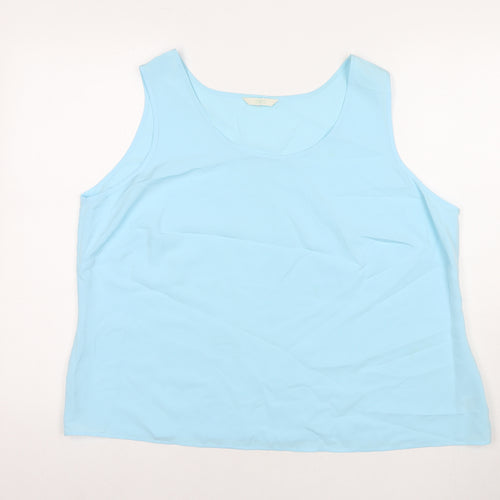 Marks and Spencer Womens Blue Polyester Basic Tank Size 22 Round Neck