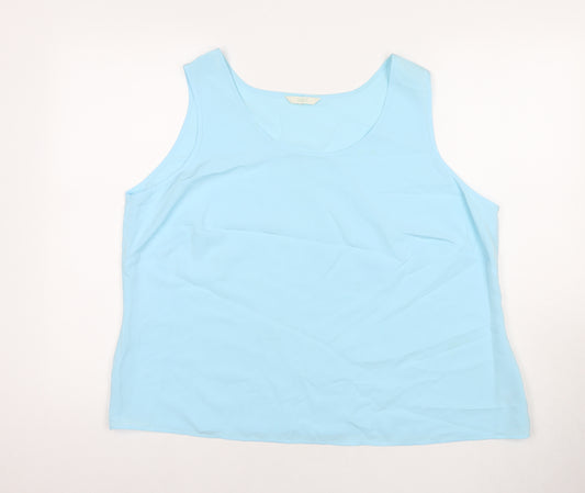 Marks and Spencer Womens Blue Polyester Basic Tank Size 22 Round Neck