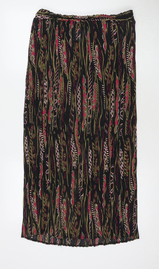 Zobla Rhodes Womens Black Floral Polyester Maxi Skirt Size 14 - Size 14-16