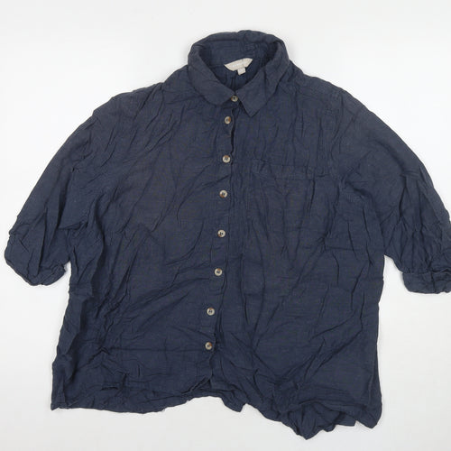 Anthology Womens Blue Viscose Basic Button-Up Size 22 Collared