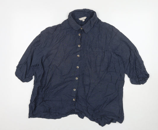 Anthology Womens Blue Viscose Basic Button-Up Size 22 Collared