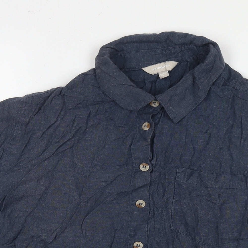 Anthology Womens Blue Viscose Basic Button-Up Size 22 Collared