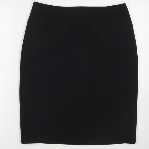 Marks and Spencer Womens Black Polyester A-Line Skirt Size 14 Zip