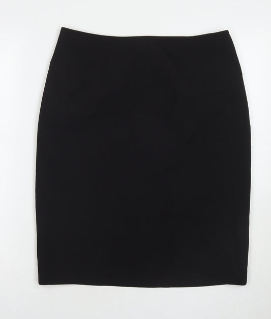 Marks and Spencer Womens Black Polyester A-Line Skirt Size 14 Zip