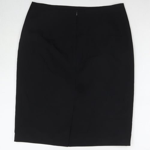 Marks and Spencer Womens Black Polyester A-Line Skirt Size 14 Zip