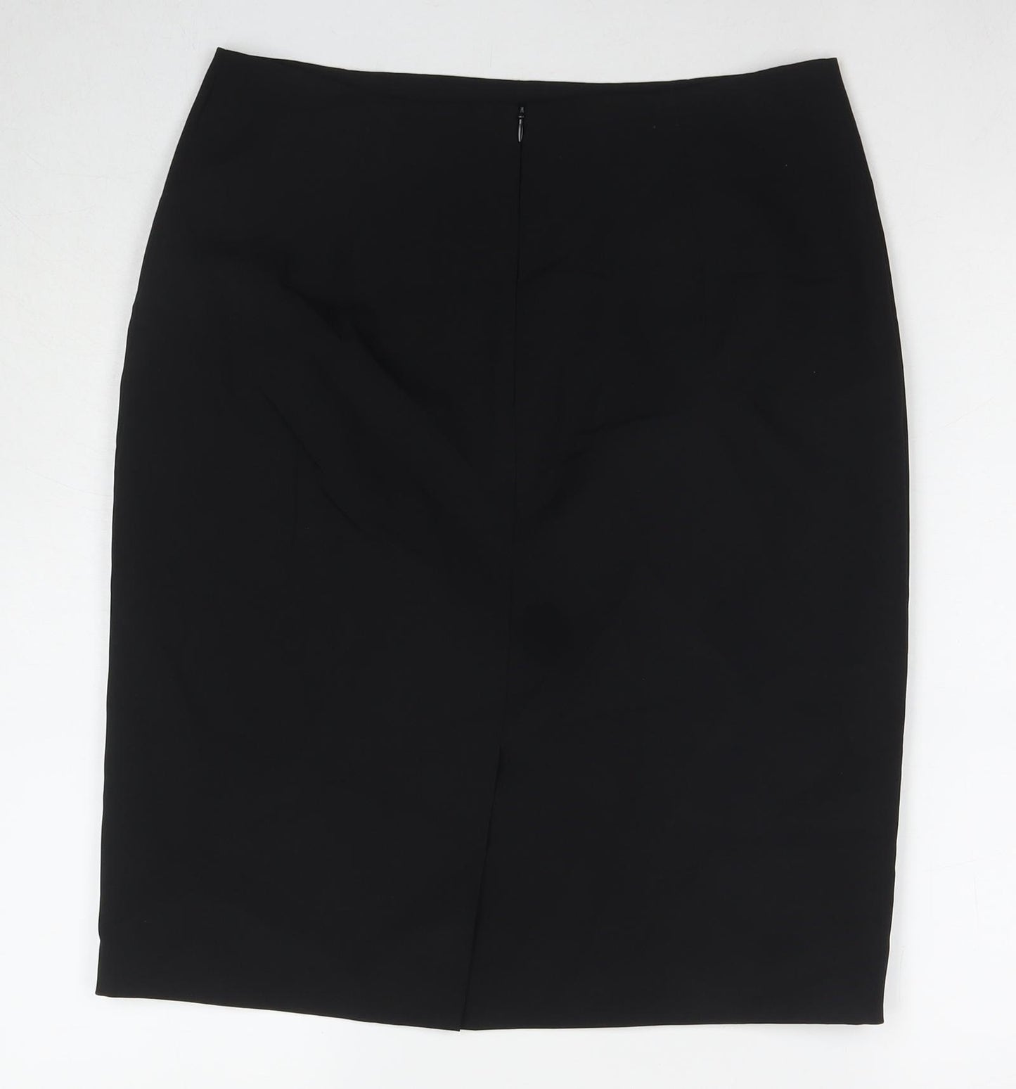 Marks and Spencer Womens Black Polyester A-Line Skirt Size 14 Zip