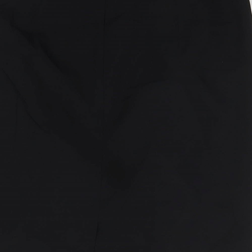 Marks and Spencer Womens Black Polyester A-Line Skirt Size 14 Zip