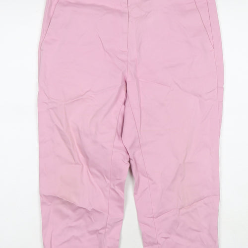 Marks and Spencer Womens Pink Cotton Trousers Size 12 L20 in Regular Zip