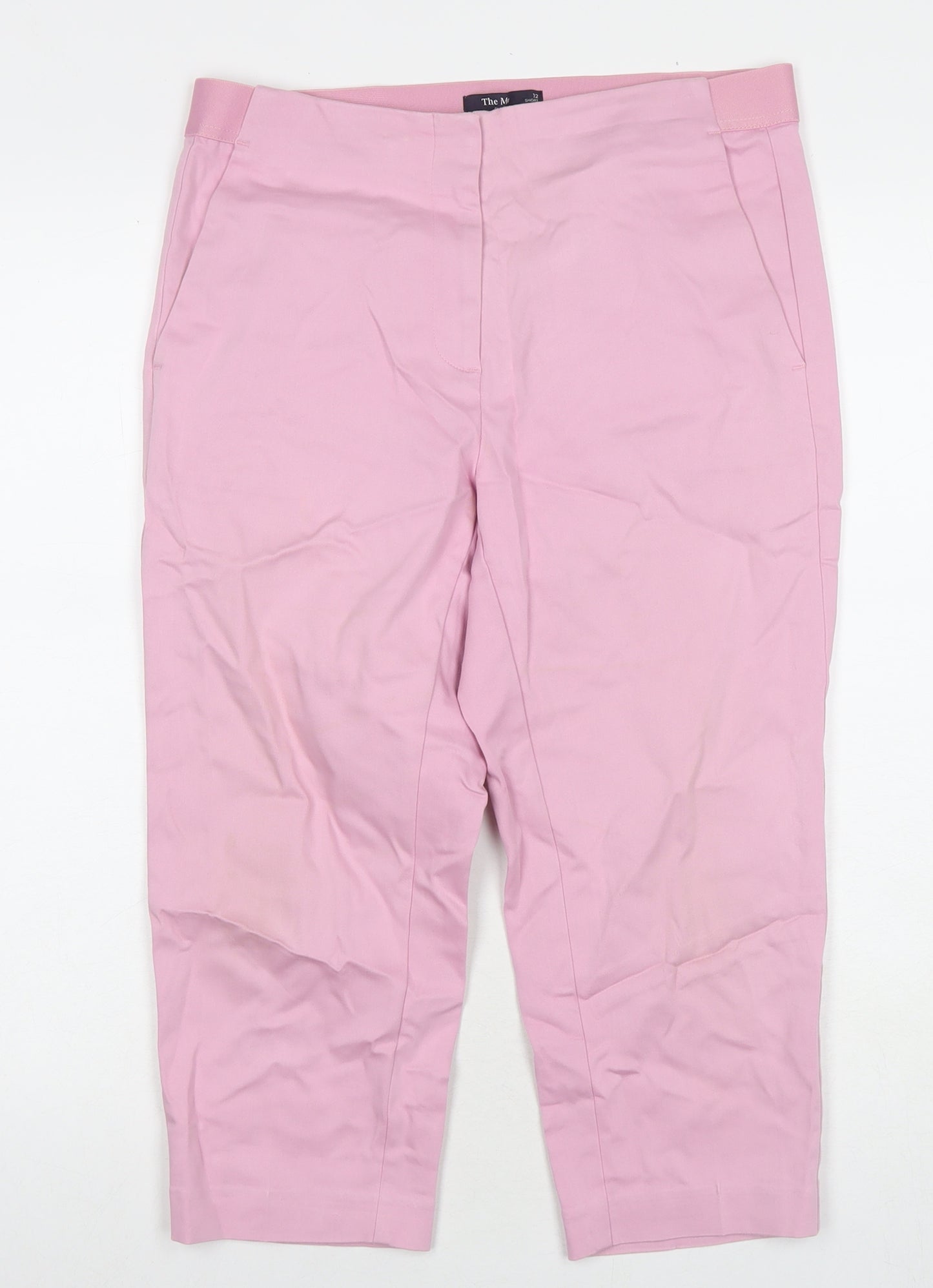 Marks and Spencer Womens Pink Cotton Trousers Size 12 L20 in Regular Zip