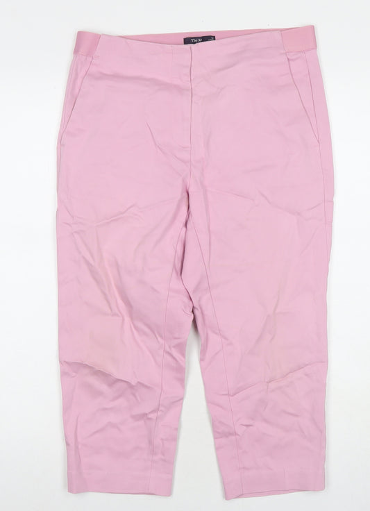 Marks and Spencer Womens Pink Cotton Trousers Size 12 L20 in Regular Zip