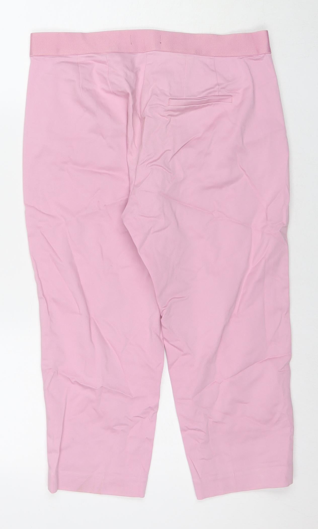 Marks and Spencer Womens Pink Cotton Trousers Size 12 L20 in Regular Zip