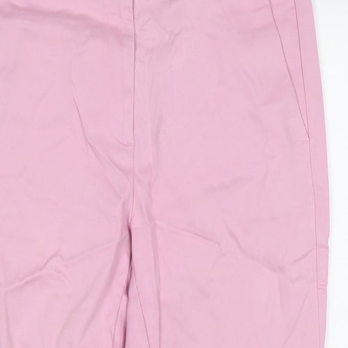 Marks and Spencer Womens Pink Cotton Trousers Size 12 L20 in Regular Zip