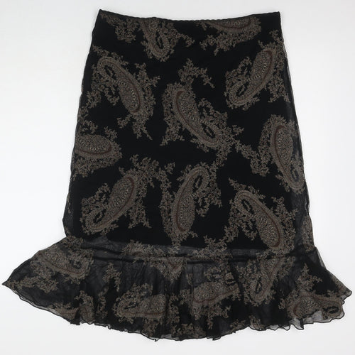 Bonmarché Womens Black Paisley Polyester Trumpet Skirt Size 14