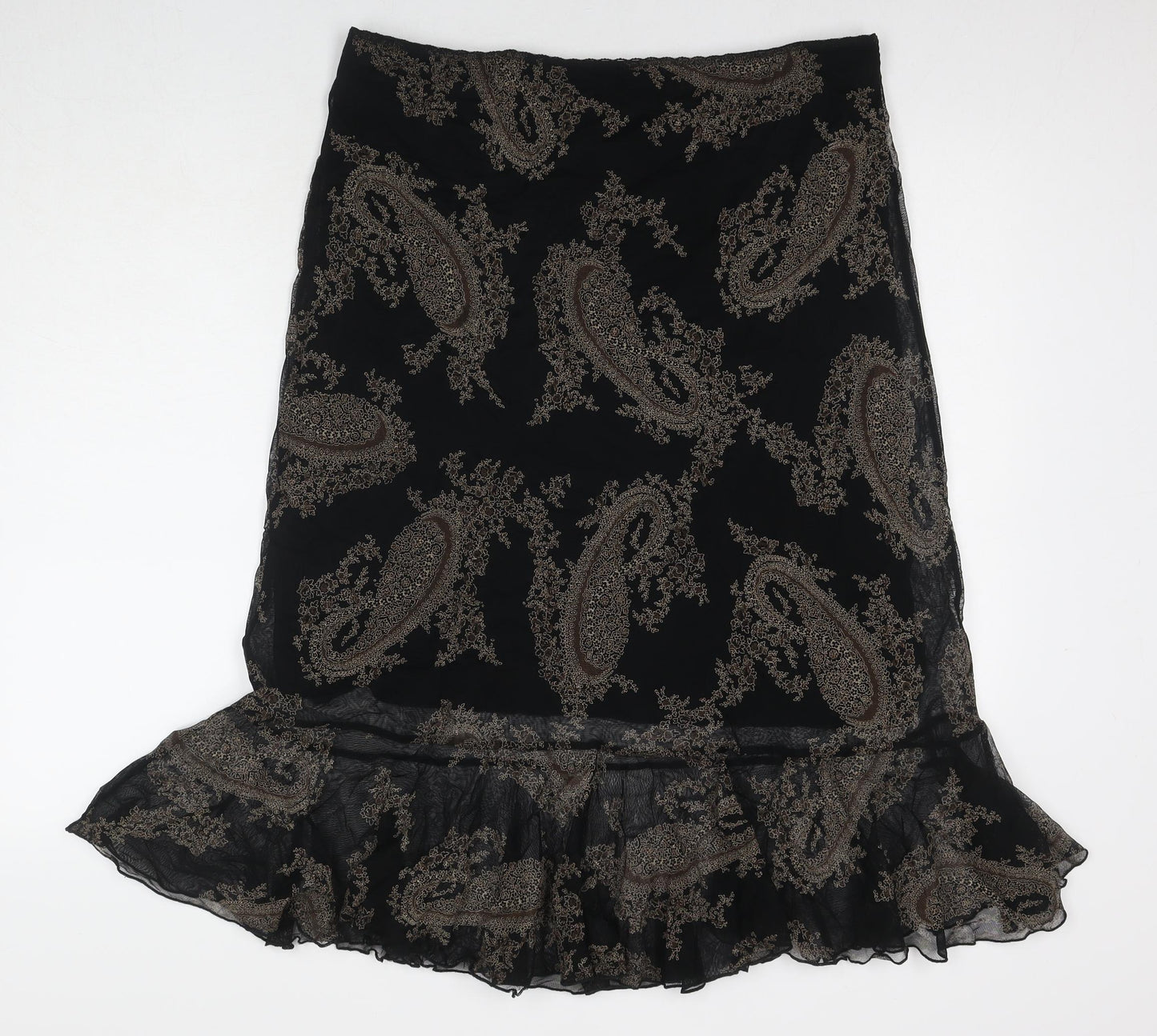 Bonmarché Womens Black Paisley Polyester Trumpet Skirt Size 14