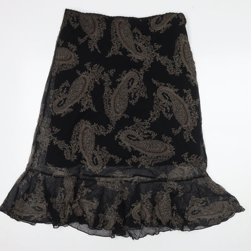 Bonmarché Womens Black Paisley Polyester Trumpet Skirt Size 14