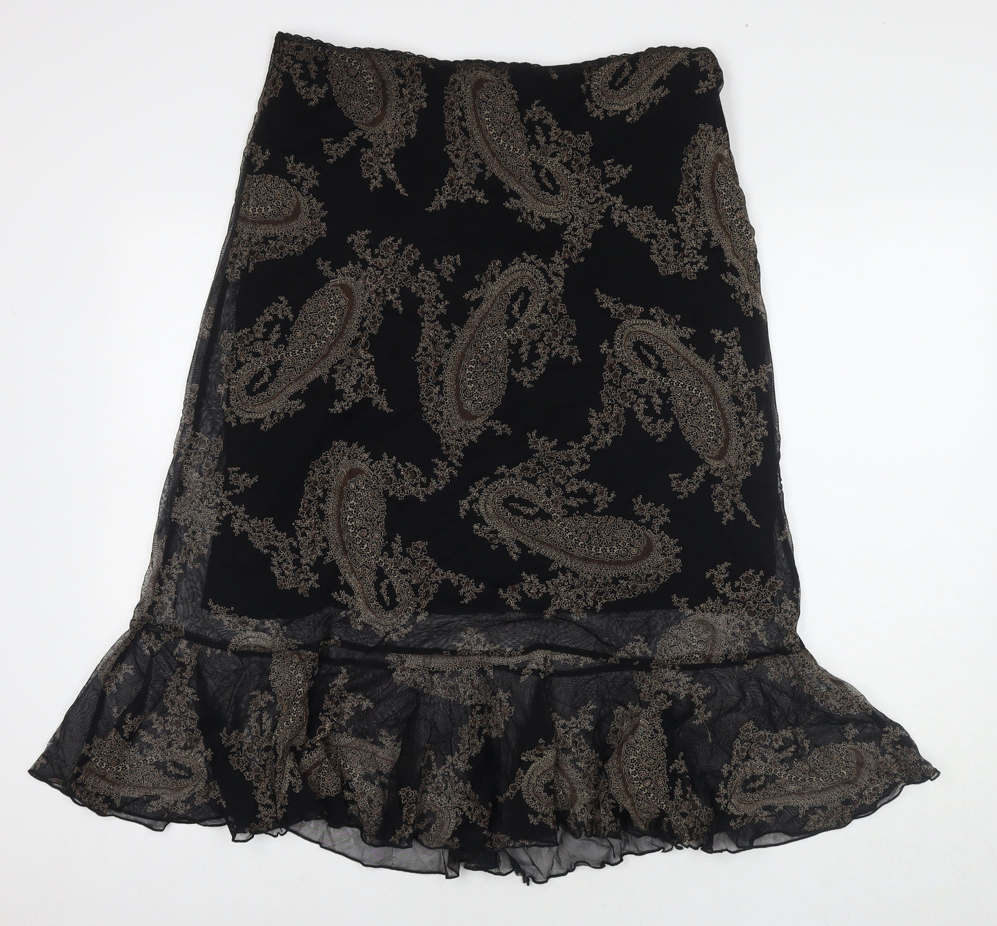 Bonmarché Womens Black Paisley Polyester Trumpet Skirt Size 14