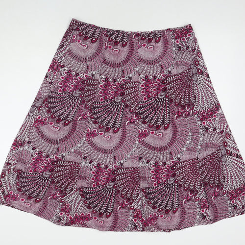 Damart Womens Purple Geometric Polyester Pleated Skirt Size 18