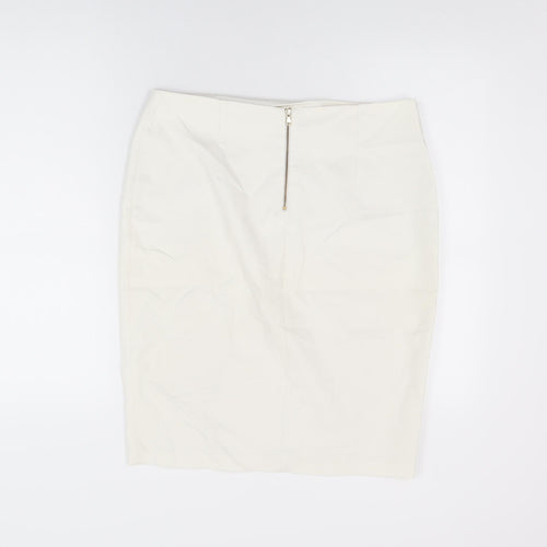 Sophene Womens White Polyester Straight & Pencil Skirt Size 14 Zip