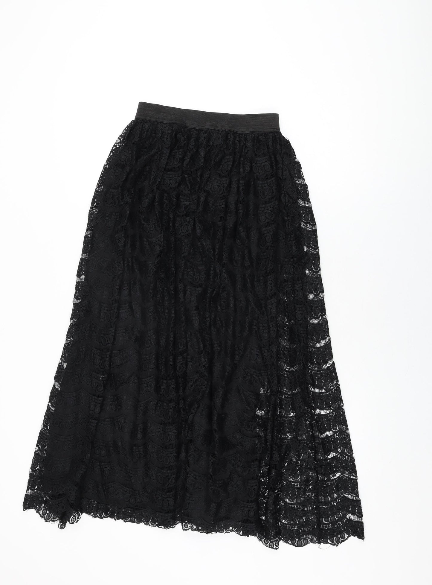 Mina Uk Womens Black Geometric Nylon Maxi Skirt Size 8