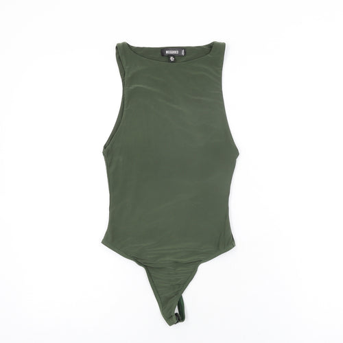 Missguided Womens Green Polyester Bodysuit One-Piece Size 6 Snap