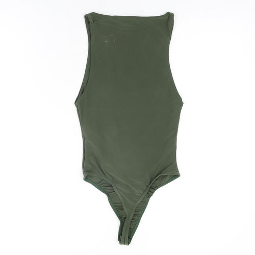 Missguided Womens Green Polyester Bodysuit One-Piece Size 6 Snap