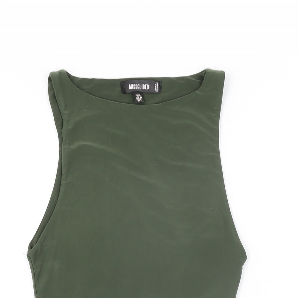 Missguided Womens Green Polyester Bodysuit One-Piece Size 6 Snap