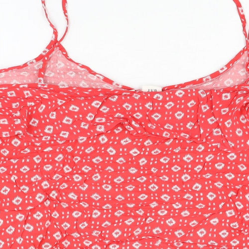 Gap Womens Red Geometric Viscose Camisole T-Shirt Size L V-Neck