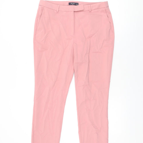 Marks and Spencer Womens Pink Polyester Chino Trousers Size 12 L27 in Regular Zip