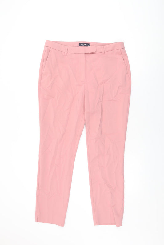 Marks and Spencer Womens Pink Polyester Chino Trousers Size 12 L27 in Regular Zip