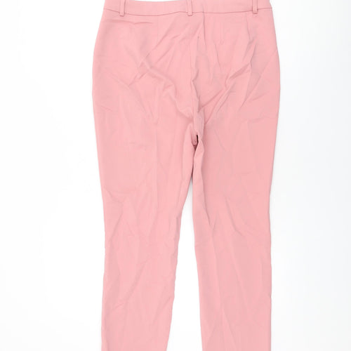 Marks and Spencer Womens Pink Polyester Chino Trousers Size 12 L27 in Regular Zip