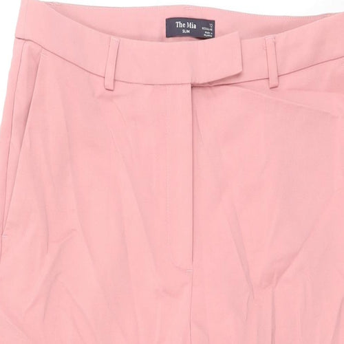 Marks and Spencer Womens Pink Polyester Chino Trousers Size 12 L27 in Regular Zip